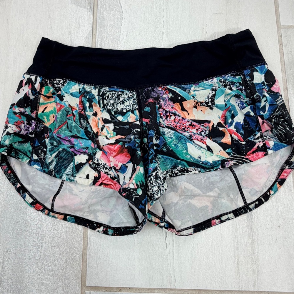 Lululemon Speed Up Running Shorts 4 Multi Color Abstract Print Low Rise 2.5"
